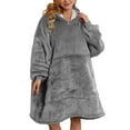thumbnail image 1 of Sherpa Hoodie Sweatshirt Blanket, Plush Pullover Blanket with Hood, Oversized Hoodie Hooded Pullover Women's Blanket Hoodie Grey, 1 of 6