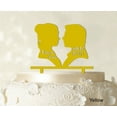 thumbnail image 1 of Couple Wedding Cake Topper Personalized Yellow Cake Topper Color Option Available 5-7 Inches Wide, 1 of 1