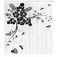 thumbnail image 3 of Ambesonne Dragonfly Shower Curtain, Fern Plants Floral, 69"Wx84"L, Black White, 3 of 3