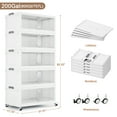 thumbnail image 6 of Broview V70 Stackable Storage Bins Extra Large 200 Gallon (800 Quart), Plastic Box, Stackable & Foldable, Clear Doors, Magnetic Closure, 360° Wheels, White 5pack, 6 of 9