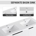 thumbnail image 3 of 48" Floating Bathroom Vanity with Double Resin Sink, Solid Wood Wall Mounted Bathroom Vanity with 3 Soft-Close Doors and Ample Storage, White, 3 of 9