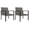 thumbnail image 1 of vidaXL Garden Dining Chairs 2 pcs Poly Rattan Grey, 1 of 3