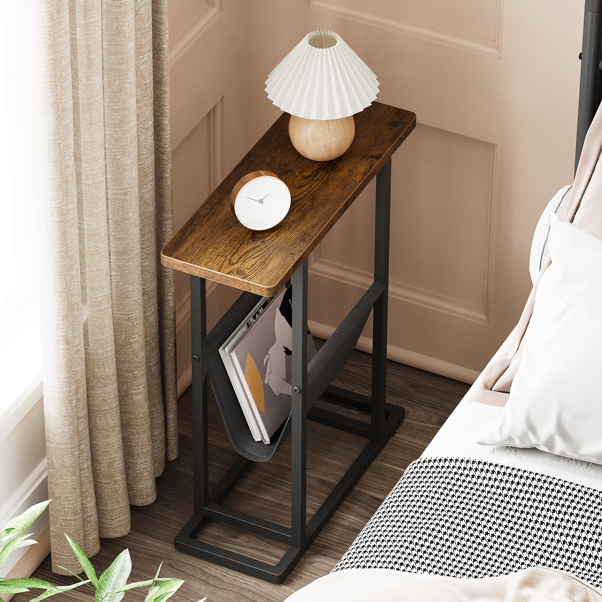  Small End Tables for Small Spaces – Small Side Table Living  Room – Industrial Small Nightstand Bedroom –Narrow End Table – Slim Skinny  Bedside Table – Little Thin Accent Table Tiny