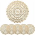 thumbnail image 1 of [6 Pack Round PVC Placemats, Hollow Placemat with Mandala Pattern, Non-Slip Mat, Washable, Heat Resistant for Kitchens, Restaurants and Hotels - Gold, 1 of 5
