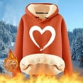 thumbnail image 2 of Yeaiivve Sherpa Lined Hoodies for Women Cute Heart Graphic Sweatshirt Winter Thermal Hoodie Drawstring Hooded Pullover Tops Orange XXXL, 2 of 6