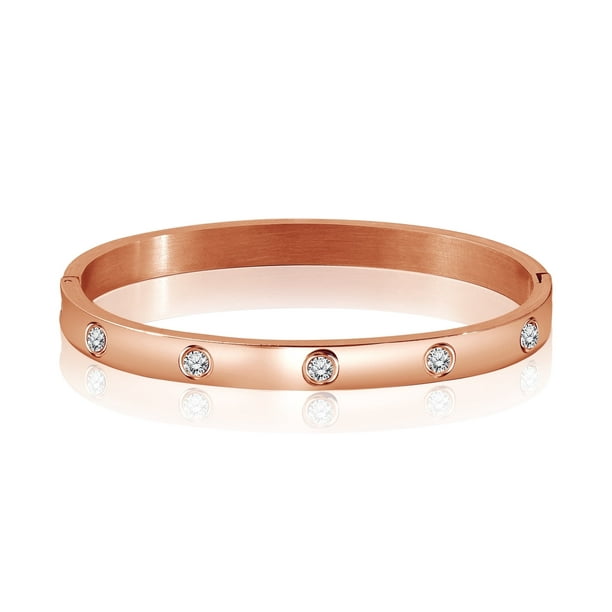 Pulsera Elegante JeenMata con Dije de Amor Joyería de Moda para Mujeres Baño de Oro Rosa