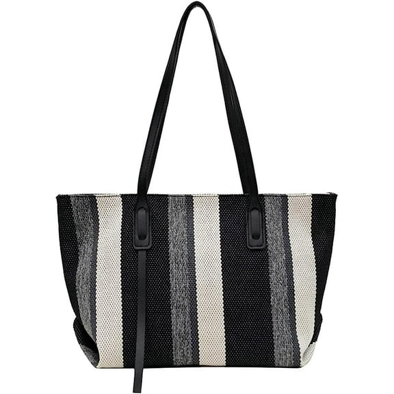 Kukuzhu Tote Bag Hobo Bag for Women Large Shoulder Bag Handbag Casual Satchel Chic Stripe Tote Bag for Beach Travel Work