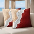 thumbnail image 5 of 26x26 Pillow Covers Set of 2, Red Coastal Beach Square Throw Pillow Covers for Couch/Sofa/Living Room, Farmhouse Abstract Ocean Waves Striped Decorative Soft Pillowcases for Couch Throw Pillows, 5 of 9