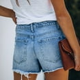 thumbnail image 6 of Women's Shorts Light Solid Washed Ripped Trouser Skirt Design Casual Style Blue Short Pants Sizes S, 6 of 7
