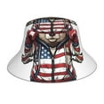 thumbnail image 3 of Daiia Patriotic Boxing Bear Art Pattern Bucket Hat - Trendy Cotton Sun Hat for Beach, Golf, Fishing - Fun Outdoor Vacation Boonie for Men and Women, 3 of 9