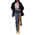 thumbnail image 3 of Cenuakty Women´s Spring Summer Long Denim Skirt Blue High Waist Side Split Streetwear Skirt, 3 of 9