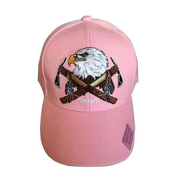 Eagle & Tomahawk Native Pride Embroidered Baseball Caps -Pink Color -- FREE USA Shipping-- (CapNp673p)