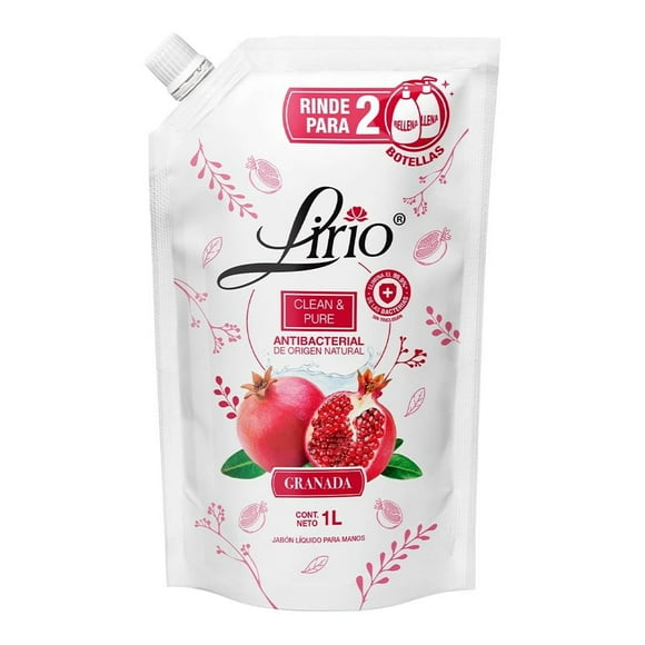 Jabón líquido para manos Lirio Clean & Pure granada 1 l