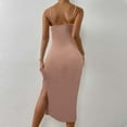 thumbnail image 5 of Taqqpue Womens Sexy Bodycon Sling Midi Dress Sleeveless V-Neck Wedding Guest Dress Spaghetti Straps Solid Color High Split Club Party Dress Cocktail Dresses for Women Evening Party, 5 of 7