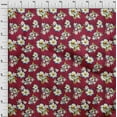 thumbnail image 3 of oneOone Cotton Silk Carmine Red Fabric Leaves & Floral Artistic Quilting Supplies Print Sewing Fabric By The Yard 42 Inch Wide, 3 of 4