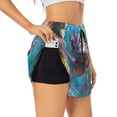 thumbnail image 2 of Bixox Women's Cute Underwater Axolotl pattern 2 in 1 Running Shorts - Lightweight Athletic Workout Gym Yoga Shorts Liner with Pockets - Small, 2 of 5