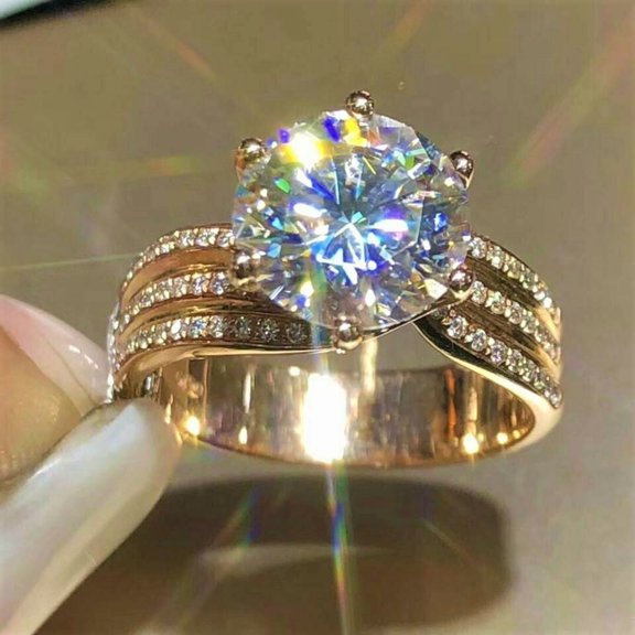 3.5ct Round Cut Lab Created Diamond Solitaire Engagement Ring 14K Yellow Gold Plated