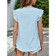 thumbnail image 4 of Blusas Casuales para Mujer, Blusas de Corta con Cuello Redondo y Volantes. Azul XL, 4 of 10