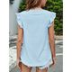thumbnail image 4 of Blusas Casuales para Mujer, Blusas de Corta con Cuello Redondo y Volantes. Azul XL, 4 of 10