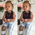thumbnail image 4 of Toddler Kids Baby Girls Vest Tops + Ripped Fish Net Jeans Pants Outfits Summer Clothes, 4 of 5