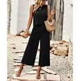 thumbnail image 4 of Women's Cotton and Linen blend 2-Piece Set: Sleeveless Crop Top & Wide Leg Pants  Summer Outfit Size Up for Relaxed Fit S-XL, 4 of 8