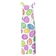 thumbnail image 4 of QATAINLAV Womens Loose Fit Wide Leg Overalls with Pockets Cotton Linen Sleeveless Spaghetti Strap Baggy Romper Easter Rabbit Egg Graphic Jumpsuits Multicolor L Hoy Oferta Flash, 4 of 6