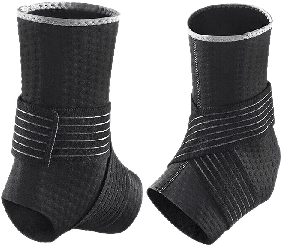 A Pair Adults Neoprene Ankle Braces Compression Sleeve Adjustable