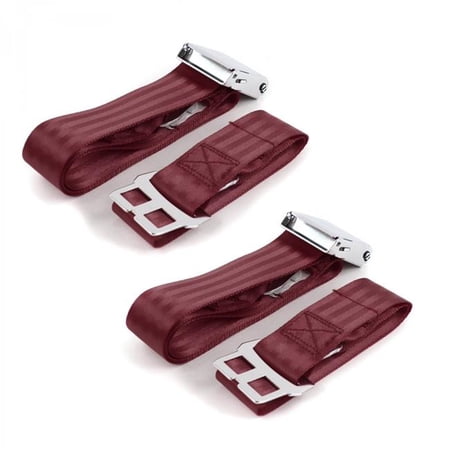 SafeTBoy Airplane 2 Point Burgundy Lap Bucket Seat Belt Kit for Ford Truck 1980-1986 F150 - 2 Belts