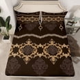 thumbnail image 2 of Feelyou Mystic Mandala Damask Full Size Sheets, Bohemian Flower Brown Bed Sheets, Mid Century Fashion Sheet Sets, Super Cozy Room Decor, 4 Pieces, 2 of 7