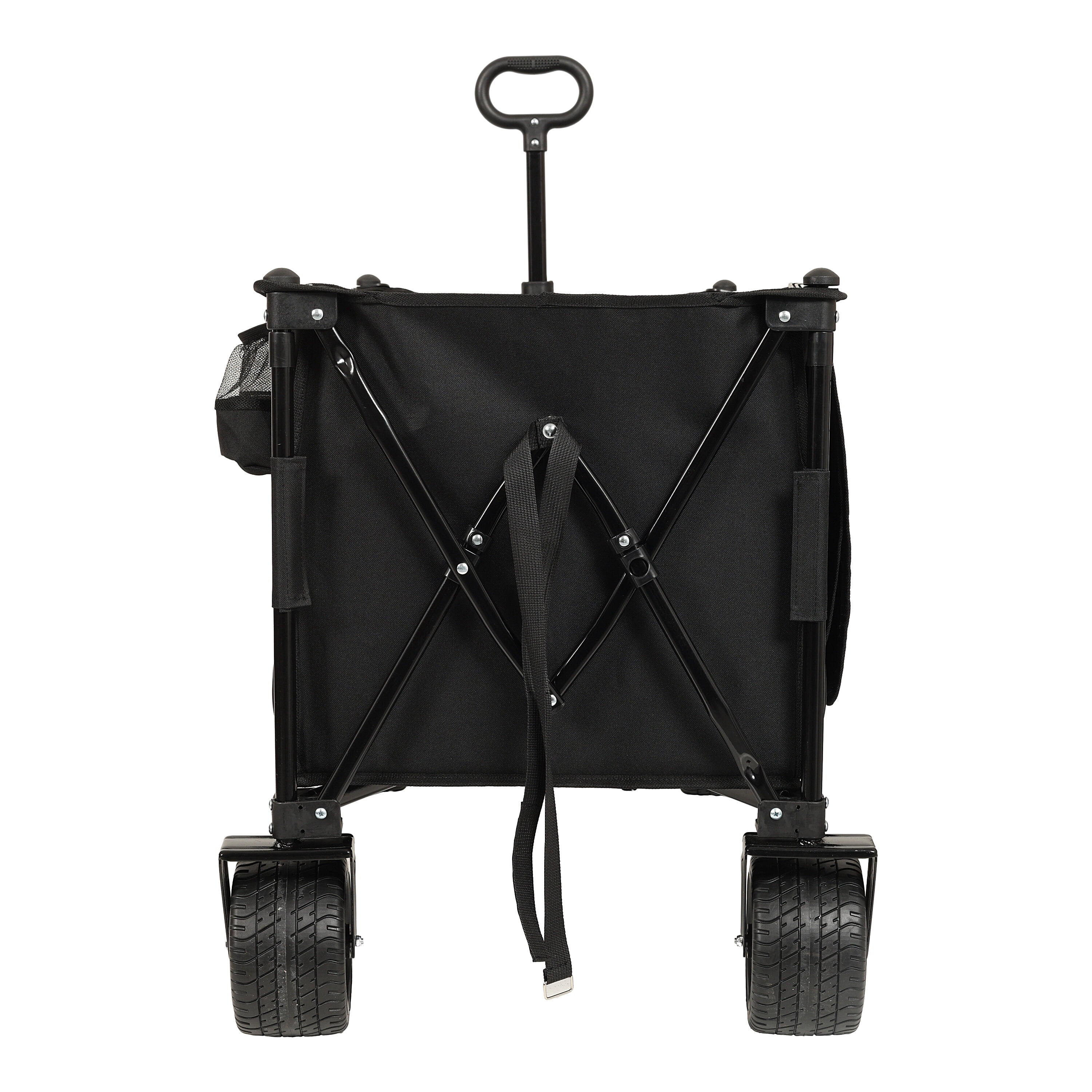 Folding Garden Carts Collapsible Foldable Extended Wagon,480lbs Weight Capacity, Heavy Duty Folding Utility Garden Cart with Big All-Terrain Beach Wheels & Drink Holders,Side Pocket and Brakes, Black