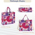 thumbnail image 6 of Corduroy Composite Fabric Tote Bag Magnetic Snap Large Capacity Crossbody Bag Beige Shoulder Strap Pink and Purple Record Pattern, 6 of 8