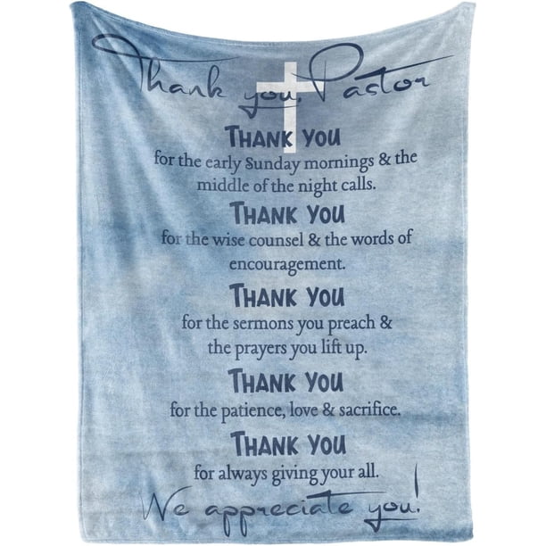 LHSHID Pastor Appreciation Gifts for Men Throw Blanket Thank You Presents for Christmas Pastor Day Birthday Ideas Gift Decoration Blue 60"x80"