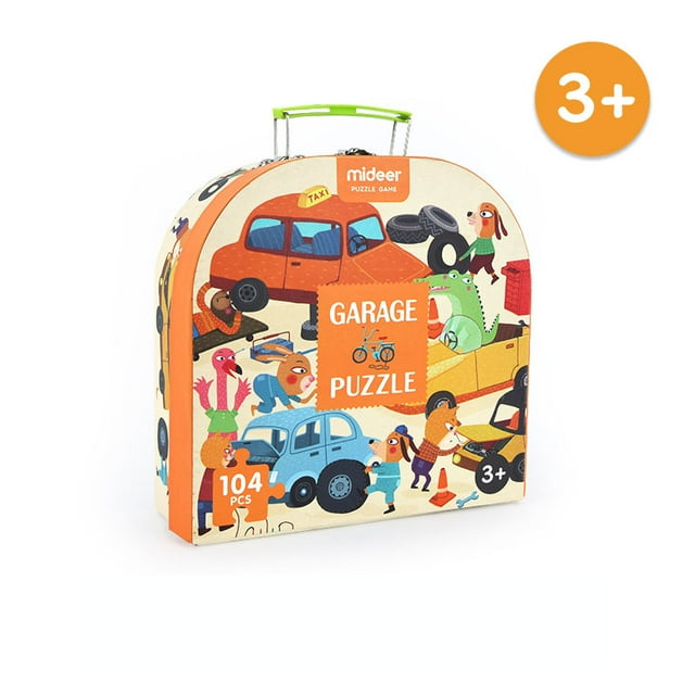 mideer Jigsaw Puzzle Treasure Gift-Box Box Set 104 Pieces - My Garage - Tools - Cars - Boys - STEM Educational Learning Toy