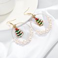 thumbnail image 2 of Christmas Earrings Xmas Tree Faux Pearl Hoop Drop Earring Dangle Earring, 2 of 10