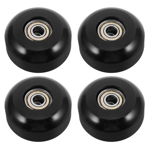 OUNONA 4-Pack Soft PU Cruiser Skateboard Wheels with Bearings, Black Replacement Wheels for Kids and Adults Skateboarding
