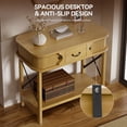 thumbnail image 7 of AHB 39.4" Walnut Wood Console Table, Narrow Entryway Table with 3 Drawers and 2-Tier Storage Shelves, Sofa Table for Hallway, Living Room and Bedroom, Oak, 7 of 7