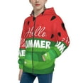 thumbnail image 2 of Naloa Watermelon Hello Summer Teenage Zipper Hoodie, Long Sleeve Zip Up Hoodies Casual Jackets Tops for 7-12 Years-Small, 2 of 6