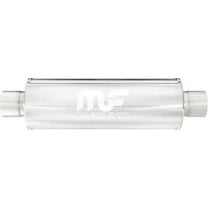 MagnaFlow 6in Round Center/Center Performance Muffler Exhaust 12619 - Straight-Through 3in Inlet/Outlet Diameter 14in Body Length 20in Overall Length Satin Finish - Classic Deep Exhaust Sound