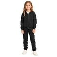 thumbnail image 3 of XEGLSBU Fall Outfits for Girls 7-8 Girls Long Sleeve Hooded Pullover and Jogger Pants Outfit Soft Casual 2 Pcs Comfy Tracksuit for Big Kids Toddler Playwear Loungewear c-Black Size 9-10 Years, 3 of 9