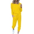 thumbnail image 1 of GZWYHT Sets for Women Long Sleeve Sets for Women Women Solid Color Long Sleeve Loose Long Pants 2 Set Lounge Sets for Women Track Suits for Women Set Yellow XXL, 1 of 4