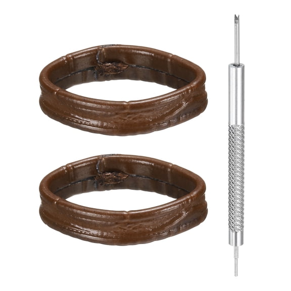Uxcell 2pcs Leather Watch Band Loops 22mm Replacement Watch Band Keeper Watch Strap Holder Retainer Wristwatch Strap Fastener Rings, Dark Brown