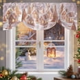 thumbnail image 4 of Tie Up Valance Curtain for Kitchen,Xmas Tree Ginger Bread House Rod Pocket Short Curtains Adjustable Tie-Up Shade Valances,Winter Pink Snowflake Window Treatment for Bathroom Living Room Bedroom, 4 of 8