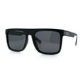 thumbnail image 5 of Polarized Mens Flat Top Horn Rim Plastic Rectangle Mogul Sunglasses Matte Black Gunmetal - Black, 5 of 7