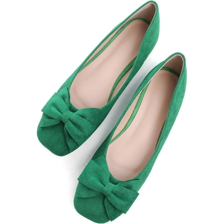 

Pfhytec LU Womens Classic Square Toe Ballet Flats Comfort Solid Flat Shoes for Work Slip On Driving Shoes Moccasins Army Green