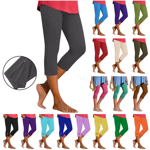 QATAINLAV Dark Blue High Waisted Leggings for Women Summer Casual Stretchy Cropped Yoga Pants Solid Color Hollow Out Workout Capris L
