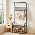thumbnail image 1 of VEVOR Hall Tree, 72 in Coat Rack with Shoe Bench, Freestanding 2-Tier Shoe Rack Storage Organizer with Hooks, Hanging Rod and Wire Shelf, Steel Frame Entrance Coat Holder, 1 of 9