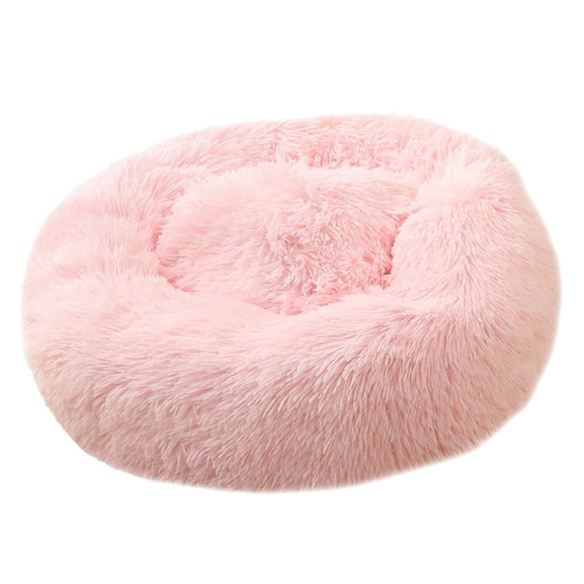 Cama redonda y acogedora para mascotas, ideal para gatos y perros, de 50 cm de diámetro. Rosado