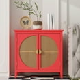 thumbnail image 5 of Sideboard Buffet Cabinet with 2 Rattan Doors, Freestanding Wood Accent Storage Cabinet Console Table, 5 of 8