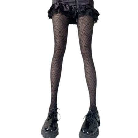 

BOOYOU Mesh Patterned Tights Women Stretchy Black Stockings Diamond Slim Pantyhose