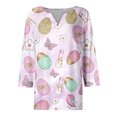 thumbnail image 3 of Fshinging Tops for Women Half Button V Neck 3/4 Sleeve Rabbed Eggs Print Easter Fashion Clothes 2026 White L, 3 of 3